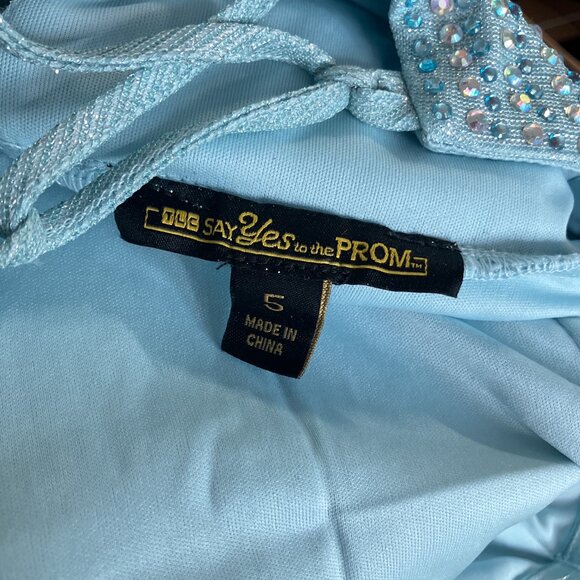 TLC Say Yes To The Prom 5 Blue Silver Rhinestone Bling Strapless Lace Up Dress - Picture 11 of 12